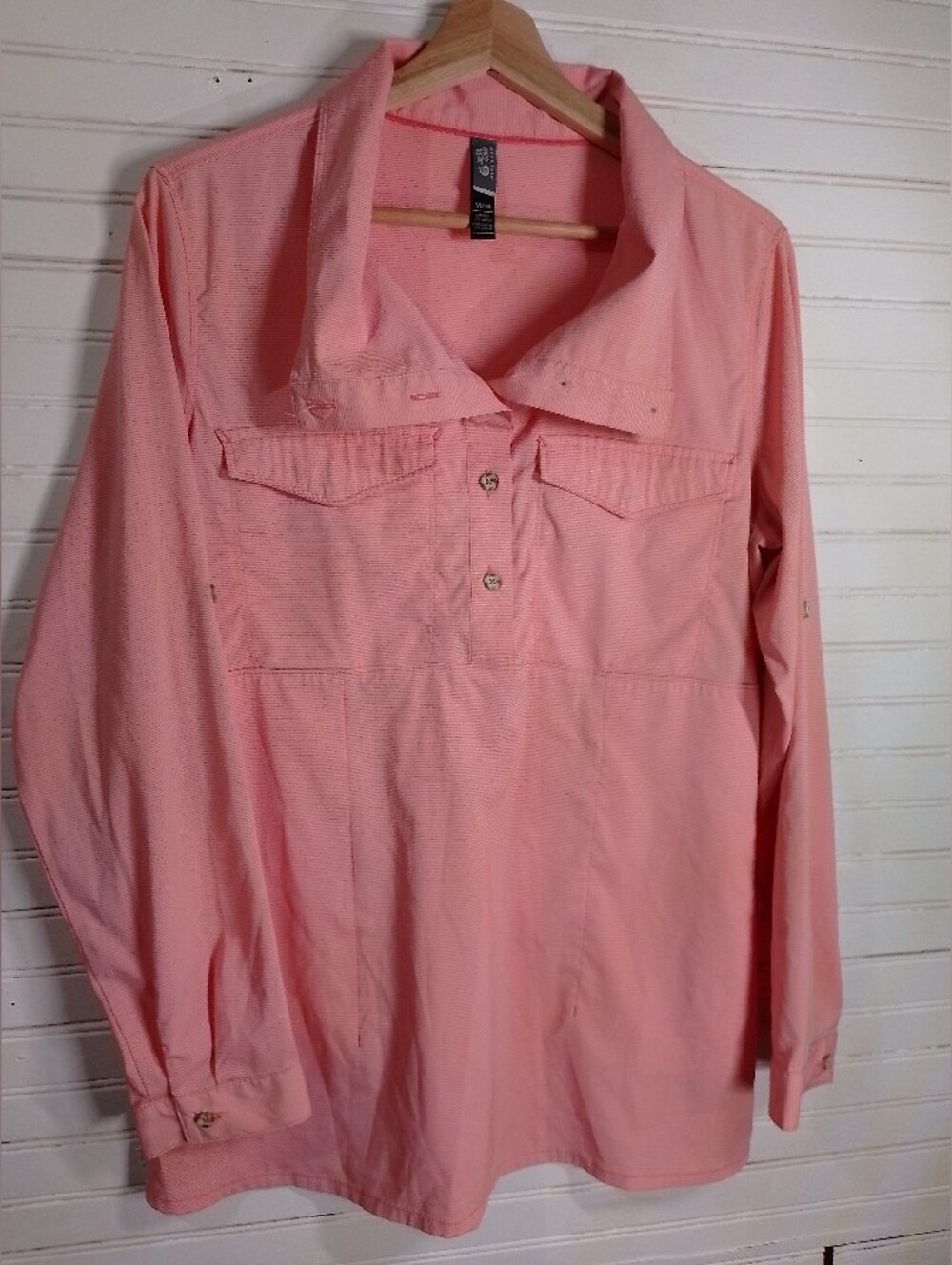 Mountain Hard Ware Coral White Striped Long Sleeve Pullover Shirt